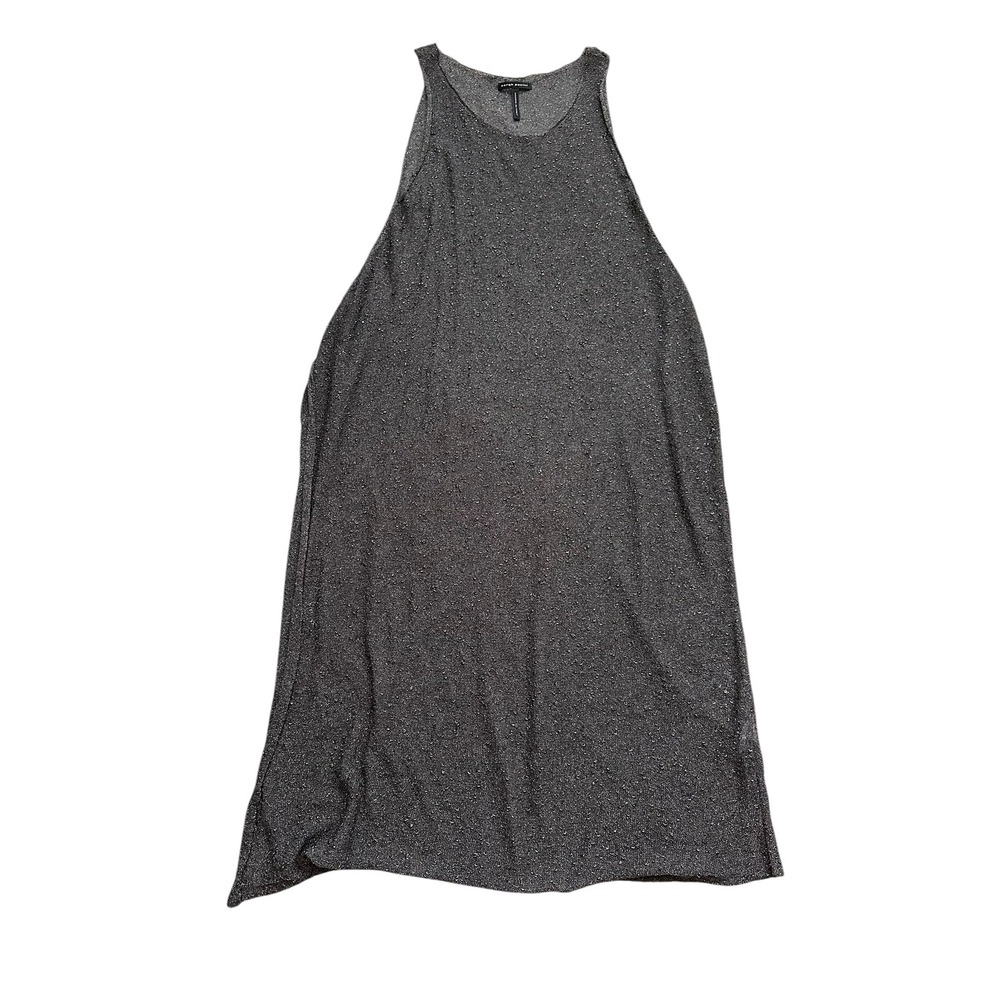 Minimalist Sarah Pacini Metallic Knit Sleeveless Open Midi Dress One Size Italy